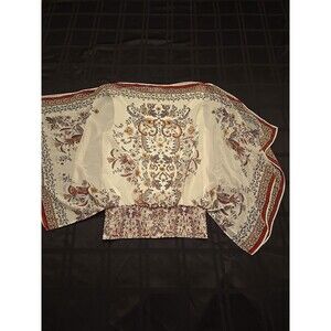 Max Studio Top Small Built In Tank Paisley Design Blue Red White